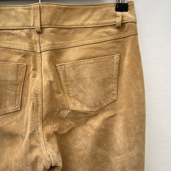 NWT Vintage Margaret Godfrey Camel Genuine Suede Leather Flared Pants Women's 6 - Picture 14 of 15